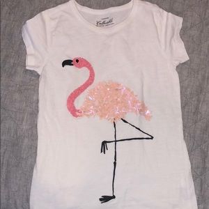 Jcrew crewcuts embelleshed flamingo T-shirt